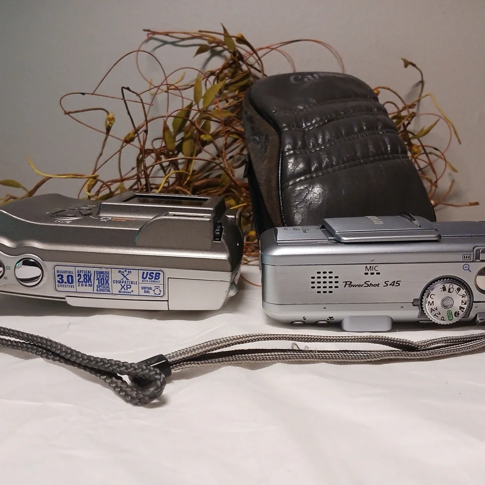 Olympus Silver Camedia D-550 Compact Digital Camera And Canon With Beat Up Case